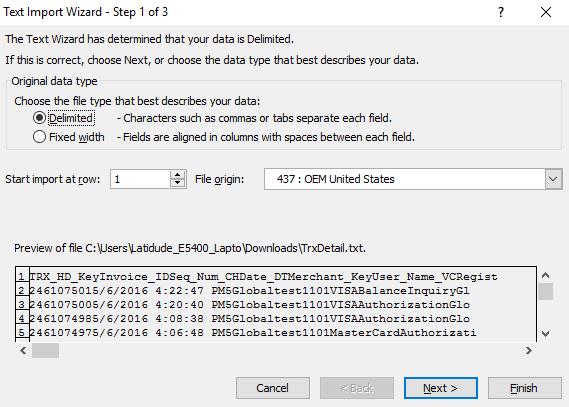 Navigate to location of the TrxDetail.txt file and click Open.