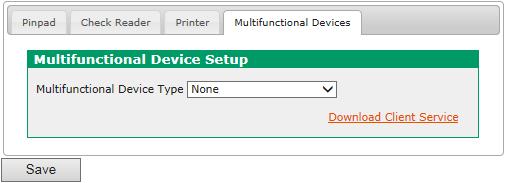 Configure the VX 805 PIN Pad To configure your VeriFone VX 805 PIN pad, follow these steps: 1. From the Main Menu, select Preferences and click Device Setup. Click the Multifunctional Devices tab.