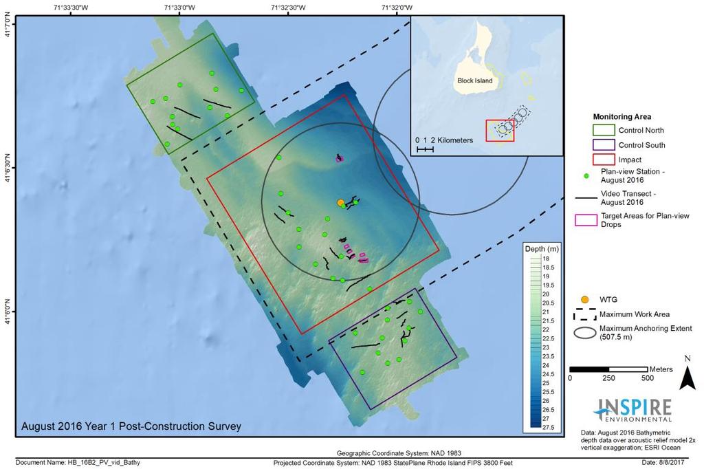 Hard Bottom Survey: Scope Assessment of barge anchoring activity on valuable hard bottom habitat Required as condition of construction permit Multi-scale data: Acoustic multi-beam data Towed video