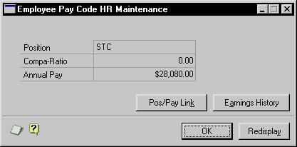 Choose Human Resources to open the Employee Pay Code HR Maintenance window.