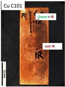 Figure 17 Top-surface micrograph of single spot overlapping melt runs on copper C101.