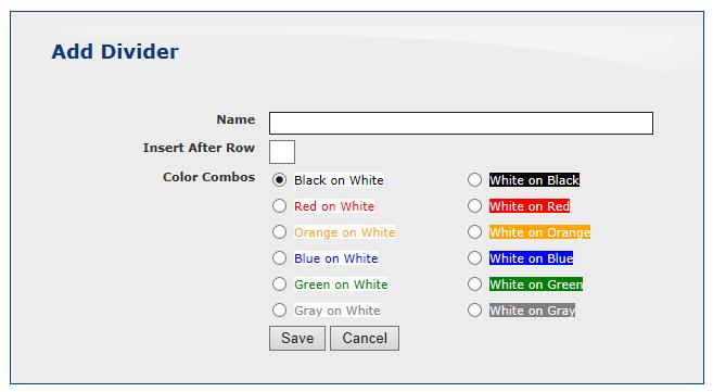 As you can see, you can color code the divider rows to make the schedule a little easier to navigate.