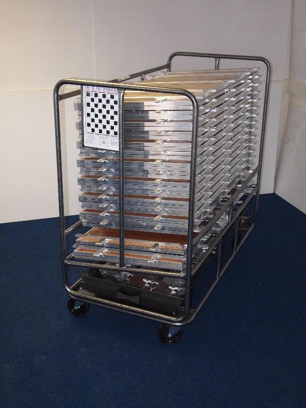 The maximum number of FULL panels which can be stored in a cart is 28 with a maximum of 8 HALF panels which are stored in the rack under the main full panel rack of the cart.