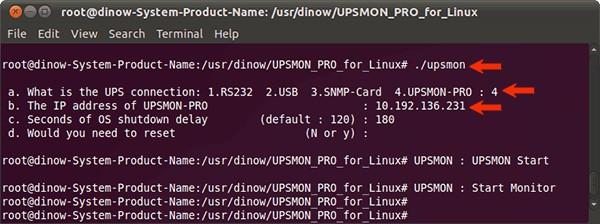3. UPSMON-PRO-for-Linux Slave By ways of the Internet / Intranet and UPSMON-PRO Master All the other PC get the connection from UPSMON-PRO Master Execute the UPSMON-PRO-for-Linux application :.