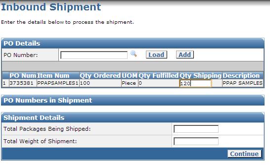 SCREEN 1 5) The PO numbers that have already been entered for the inbound shipment will be populated in the PO Details a.