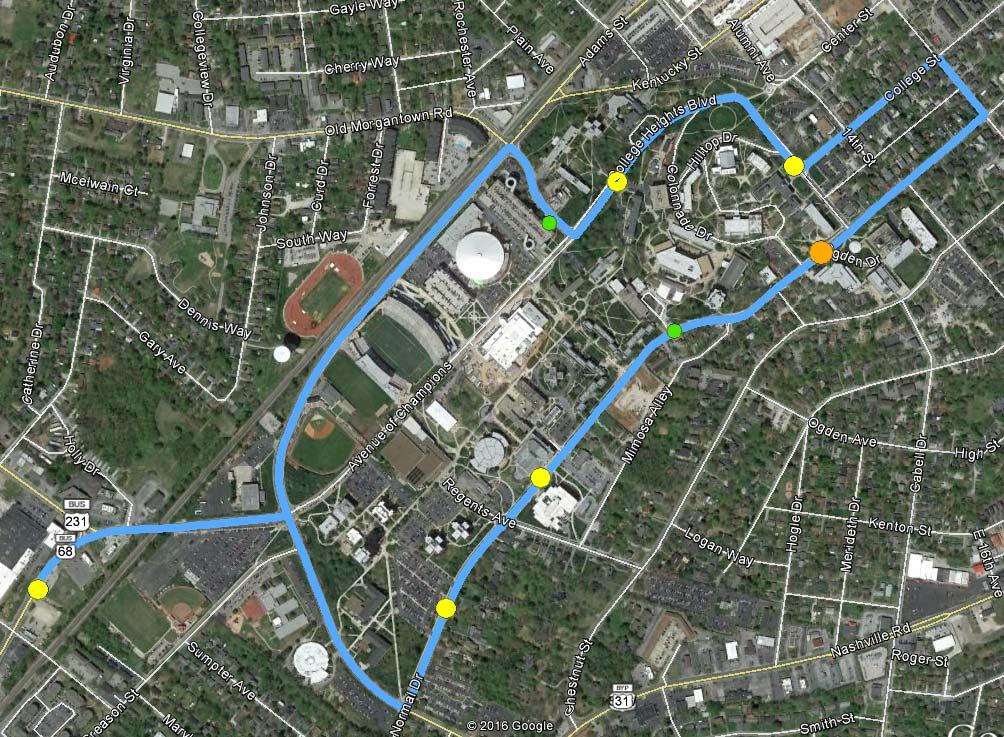Blue Line The Blue Line is the only Topper Transit route which operates in the clockwise direction around the campus.