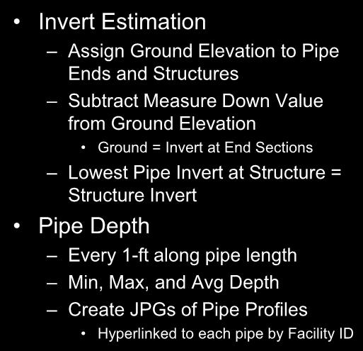 Enhanced Inventory Database Invert Estimation Assign Ground Elevation to Pipe Ends and