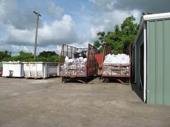Facility staff periodically bale materials and set the bales aside in storage until a full load of a single material is ready to be shipped (see Figures