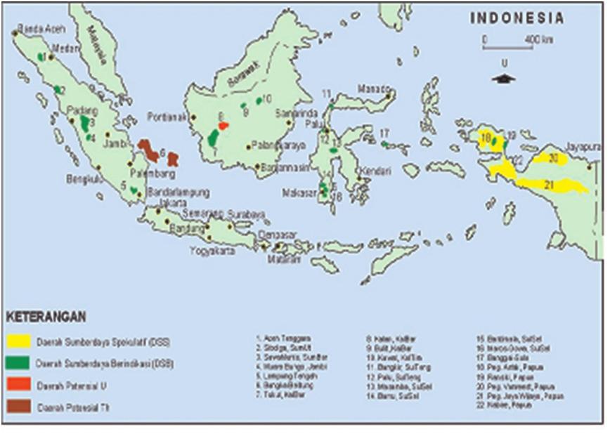Spread of uranium in Indonesia as seen in figure 2.1. below. Figure 2.1 Potential of Uranium 2.1.1.5.