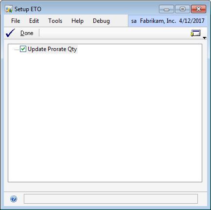 ETO from WilloWare Incorporated for Dynamics GP 10 Setup ETO integrates tightly with Dynamics GP Inventory and Manufacturing. You will need to set up GP Manufacturing before using ETO.