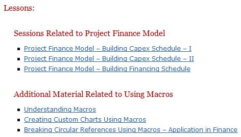 Study Session: Week V 1. Integrated Project Finance Model 1. Building Capex schedule 2. Building Financing Schedule 2.