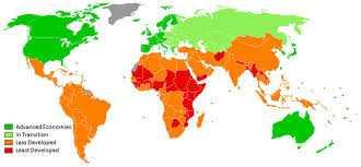 World map by quartiles of Human Development Index