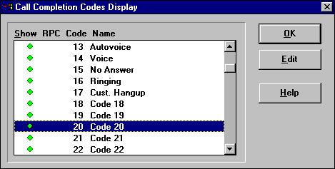 Selecting Call Completion Codes Select the call completion codes to appear in monitoring windows.