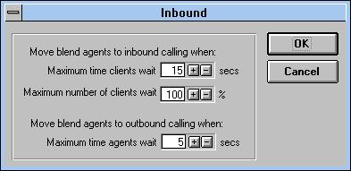 Editing Agent Inbound Settings Change the way the Mosaix system transfers blend agents between the job s inbound and outbound calling activities.