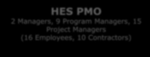 strategies and growth High Level Organization View HES PMO 2 Managers, 9 Program Managers, 15 Project Managers