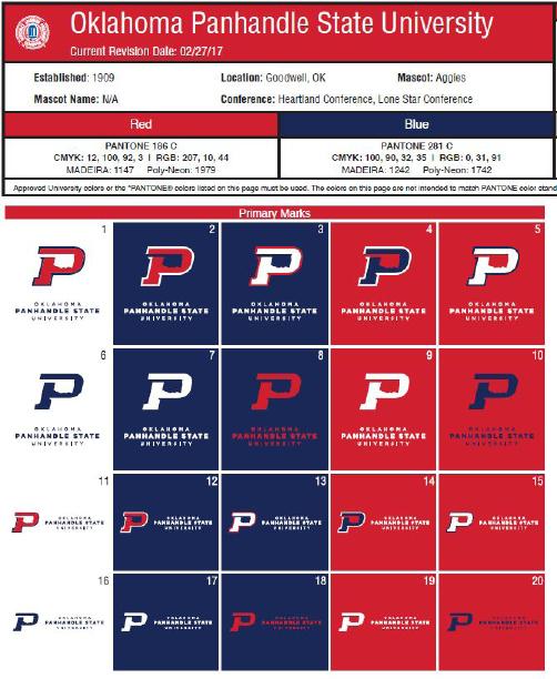 LICENSED VARIATIONS FOR LOGO USE NOTE: The marks of Oklahoma Panhandle State University are controlled under a licensing
