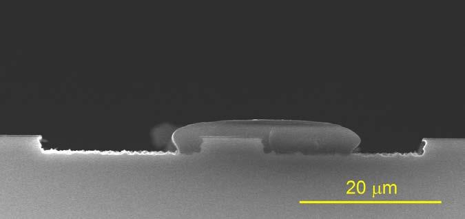 Figure 3.3. Cross section of the photoresist profile protecting the active ridge of a double trench laser diode before removal of the mesa SiN x layer from Ref. [33]. Figure 3.