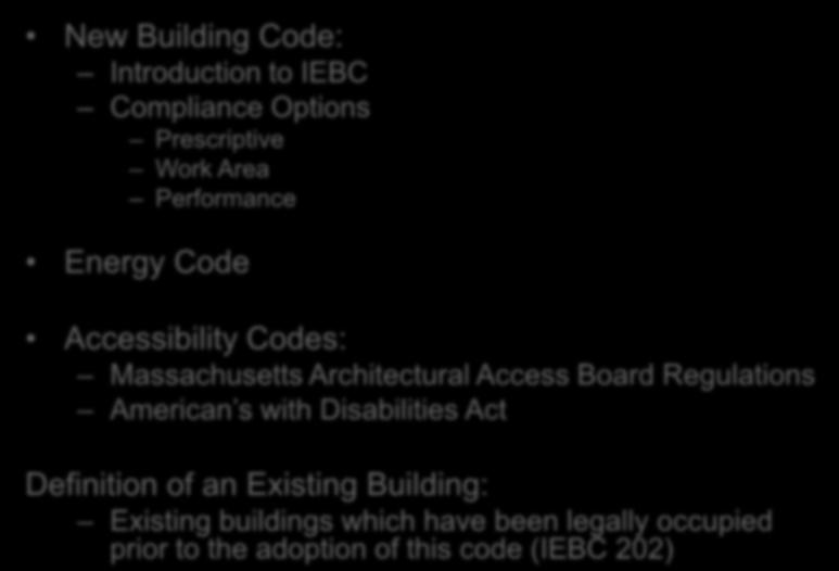 Existing Buildings Accessibility Codes: Massachusetts