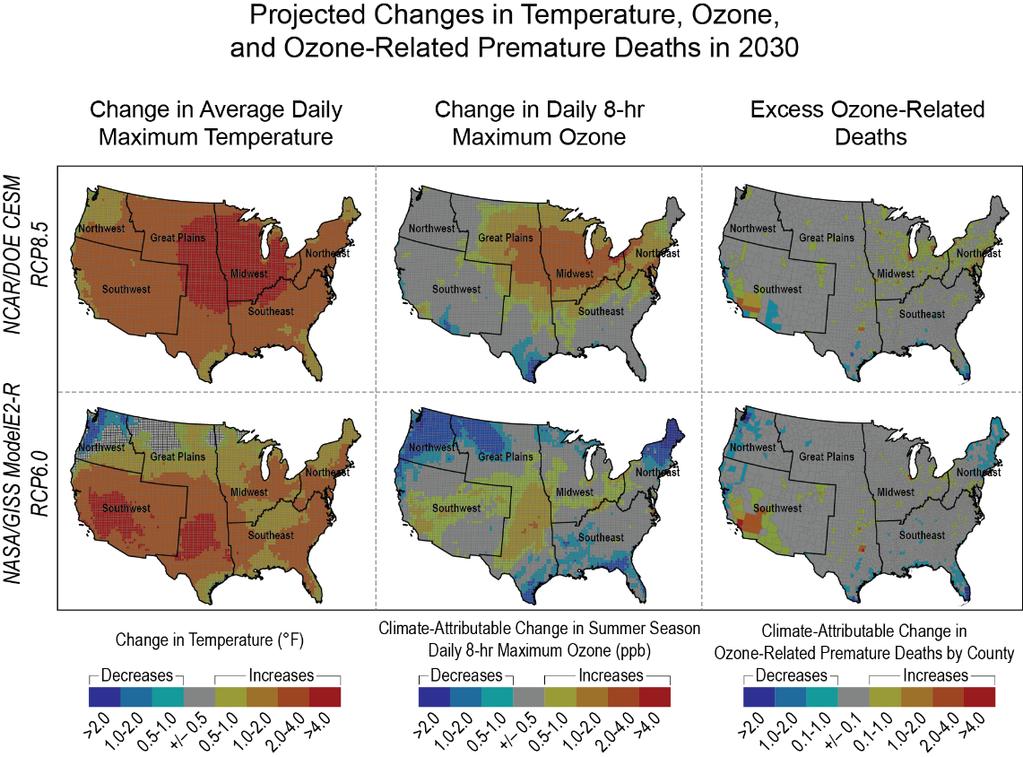 Chapter 3: Air Quality Impacts Key Finding 1: Exacerbated Ozone Health Impacts Climate change will make it harder to reduce ground-level ozone pollution in the future as air and weather conditions