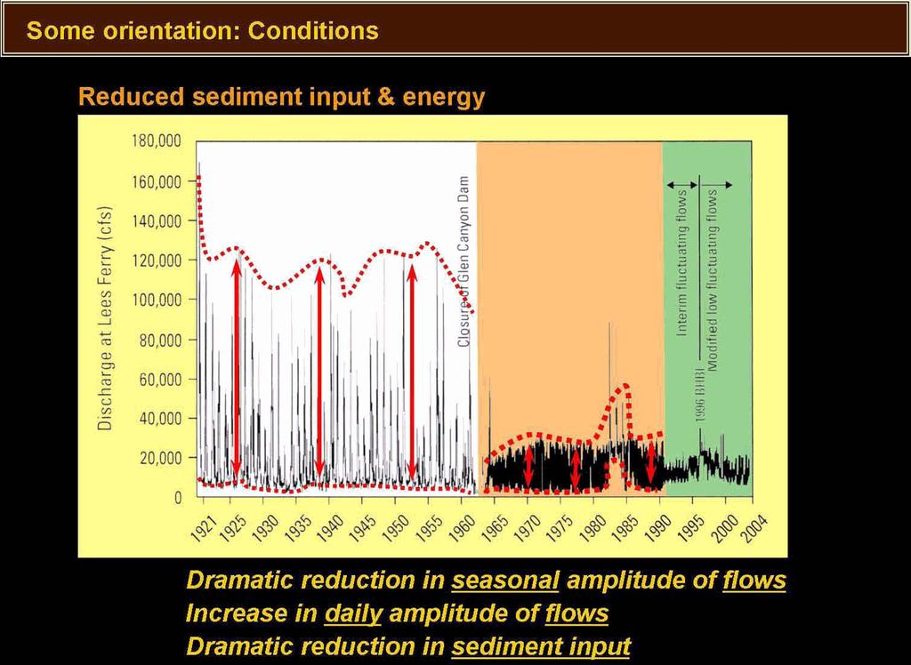 Dramatic reduction in seasonal amplitude of flows Increase in daily arnplitucie of flows