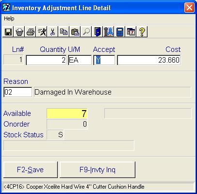 Inventory Adjustment Entry Inventory >