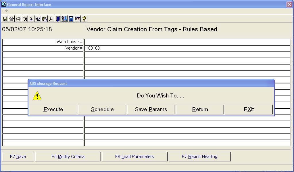 Vendor Claim for Open Warranty Tags Inventory >