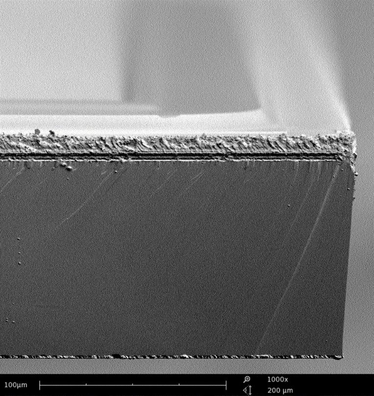 Characteristic Results SEM image of a TLS diced 110 µm thick 4H SiC diode.