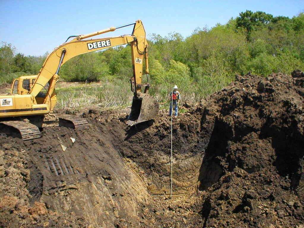 Remedy Phase - Excavation Pit bottom Total mix depth QA depth measurement Blended Stockpile Soil excavated soil through impacted zone.