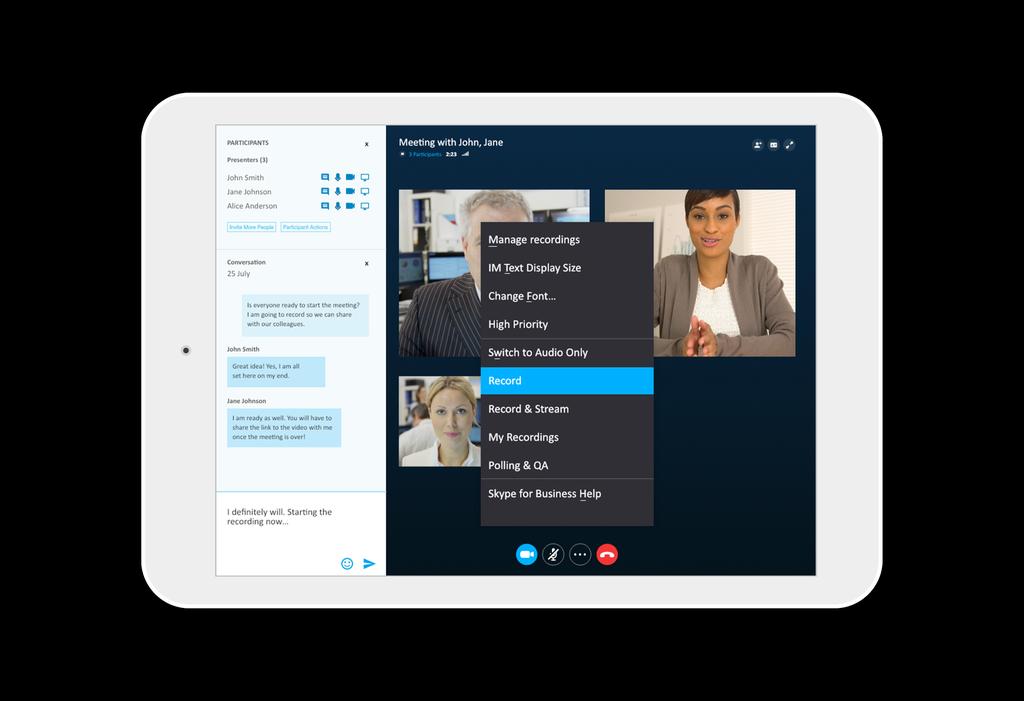 Skype for Business is Driving Adoption Retain knowledge Make key meetings, project updates, and other collaborations easily stored and give employees access to a