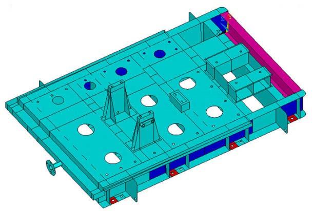 MASS21 element was used for Pump Casing. Pedestal mounting blocks are created by SLOSH190 element. The model is meshed using ANSYS 10.