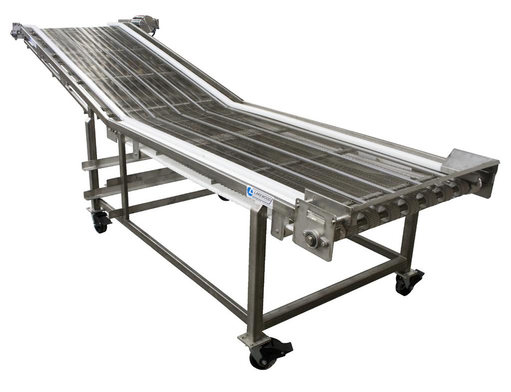 INSPECTION CONVEYORS ELEVATING INSPECTION CONVEYORS ELIMINATE THE NEED FOR PLATFORMS IN YOUR PACKING LINE Product is fed onto the conveyor belt where grading personnel stand along each side and