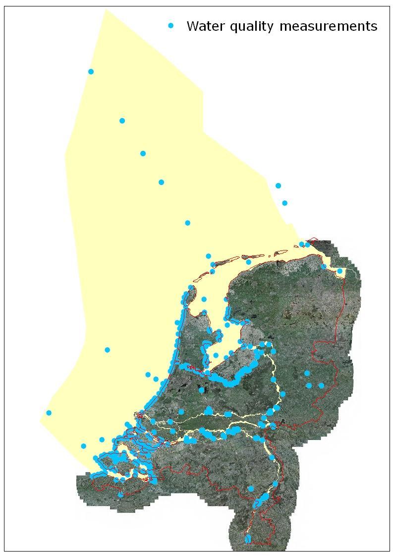 Water quality and monitoring (actual situation) National monitoring network : Almost 350 locations, salt & fresh water Approximately 350 individual parameters Surveys by vessel, by poles and