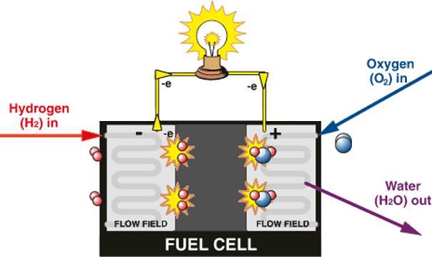 Basic principles of fuel cell (FC) Related to battery: both convert chemical energy into electricity Battery: the chemical energy has to be stored beforehand FC only operates when