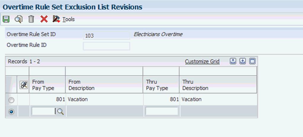 Creating Overtime Rule Sets Figure 6 8 Overtime Rule Set Exclusion List 6.5.1.7.