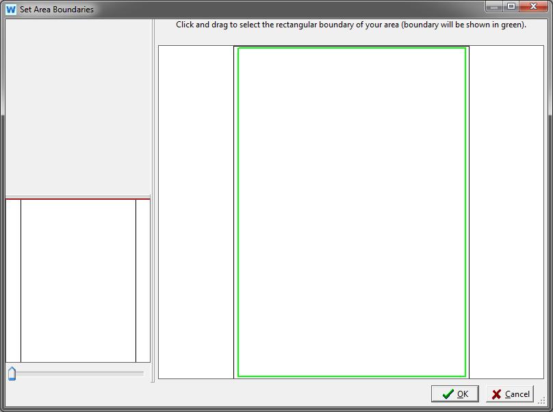 Draw the green rectangle (the area boundary) around the complete