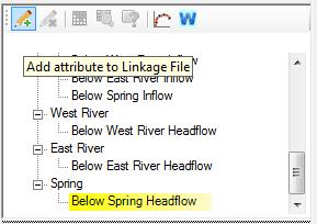 2. Highlight the River-branch Below Spring Headflow in the Branches-Viewer and click Add Attribute to Linkage File.