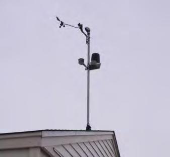 Climate To monitor the exterior weather conditions, a steel mast on the roof of the test facility supports a weather station at a height of 22 ft above the roof of the office building and 50 ft above