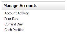 Information Reporting (Accounts) Figure 6: Refresh Data link Account management and reporting functions Account Activity This view displays transaction activity for a selected account.