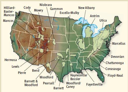 Figure 2. Shale gas basins in the US [2] Use of Natural Gas Unlike oil, natural gas is segmented in consumption. Residentially, natural gas is used for heating and cooking.