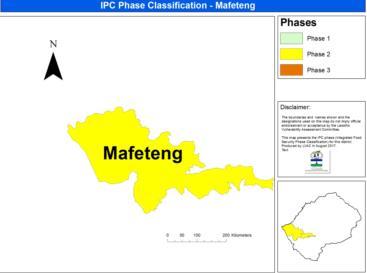 10.7 Mafeteng Figure 59: IPC classification in Mafeteng Average number of households have acceptable quantity of food, however majority of the HHs are not diversifying their diet.