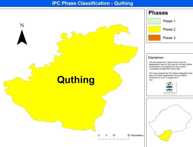 10.8 Quthing Figure 60: IPC classification in Quthing The stress level on households has reduced as households are adopting lesser of food consumption strategies compared to last year in the same