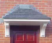THIRSK A three sided, pitched roof canopy with a tile effect to front and sides, the Thirsk canopy is available in variable set lengths, determined by a single tile width (please call for details).