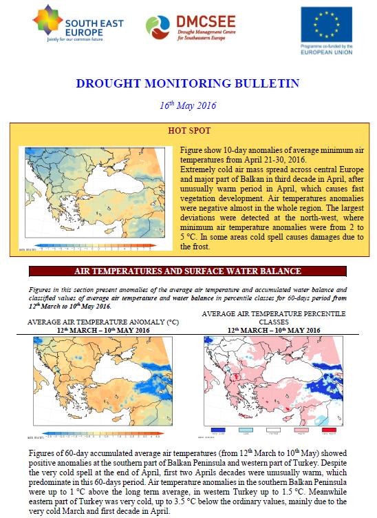 situation) Report on drought impacts (more about agricultural