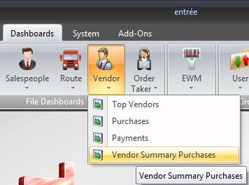 The Summary Dashboards can be accessed via the main Dashboards ribbon menu using the Inventory,