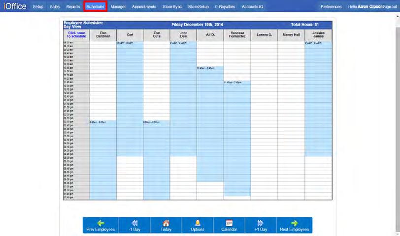 The Scheduler Tab Here you are able to create your employee work schedule and they will be able to view the information in the salon.