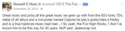 Listener Testimonials Thank you for the excellent show.. Capone s Vinyl Vault... I love this station.