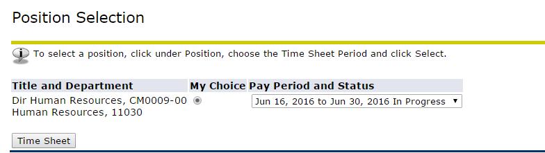 Next you need to choose the correct pay period and you can see the status if it is in progress or completed.
