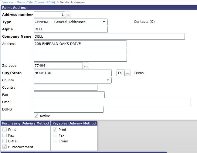 In the E-Procurement Settings tab, enter the vendor s credentials for the