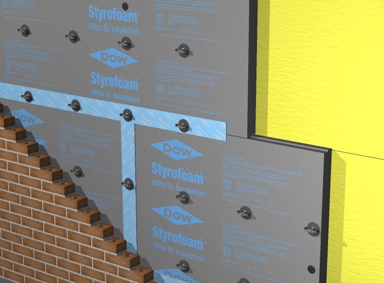 System Overview STYROFOAM Brand Ultra SL Insulation offers an excellent option for meeting today s energy code requirements for steel stud or concrete/cmu backup construction.
