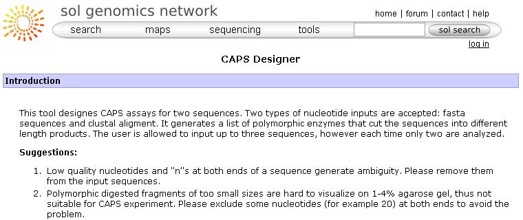 SGN CAPS designer This web-based tool accepts sequence input as aligned sequences (clustal